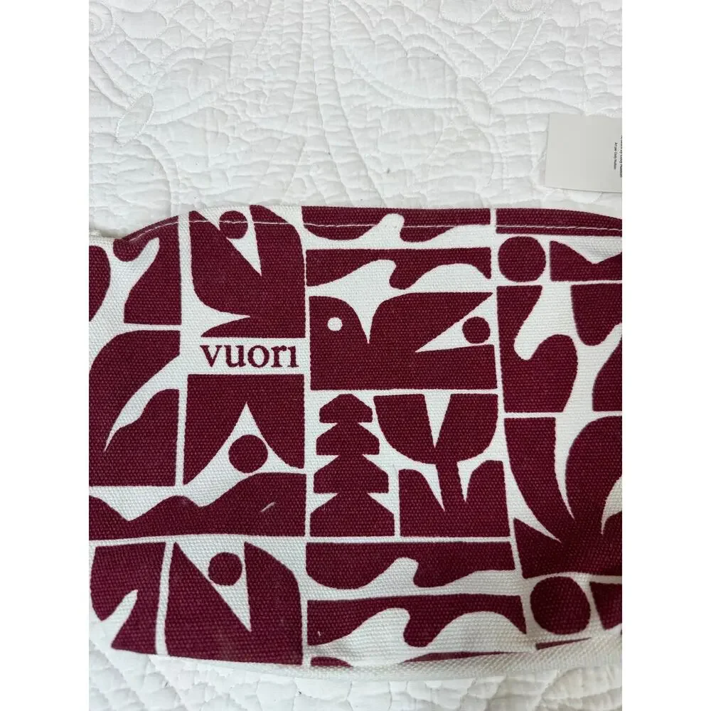 Vuori Red White Holiday Pouch Travel Cosmetic Zip Bag Festive Gift Accessory